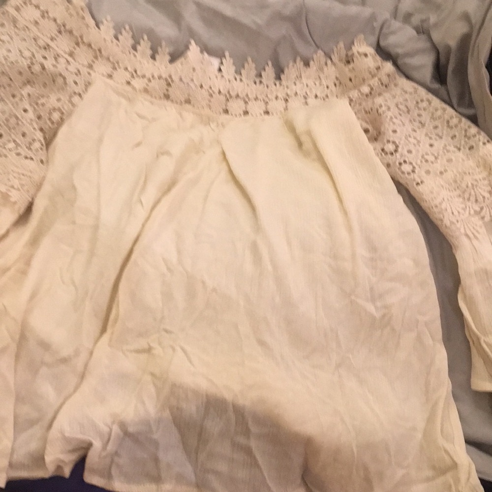 (L) Design History summer lace long sleeve top